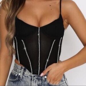 $75 nwt White Fox Breaking Hearts bustier rhinestone M corset top bling sexy new